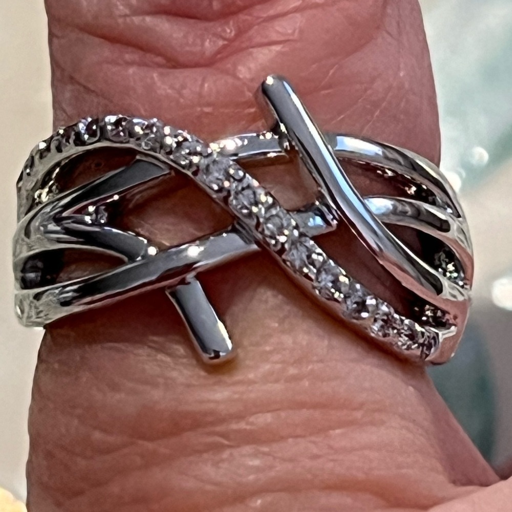 CZ, Hand Set Platinum Plated Ring- Cocktail, Engagement,wear it everyday! Size 8